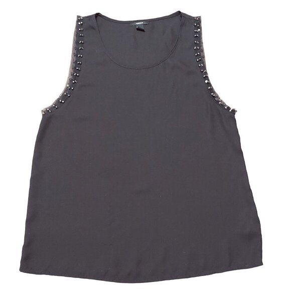 Forever 21 Women's Black Sheer Studded Tank Top - Picture 3 of 9